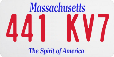 MA license plate 441KV7