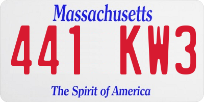 MA license plate 441KW3