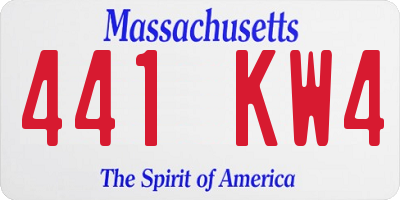 MA license plate 441KW4