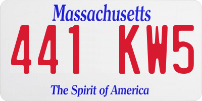 MA license plate 441KW5