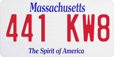 MA license plate 441KW8