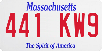 MA license plate 441KW9
