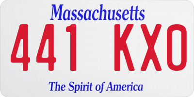 MA license plate 441KX0