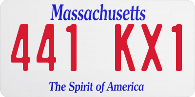 MA license plate 441KX1