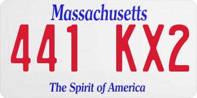 MA license plate 441KX2