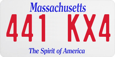 MA license plate 441KX4