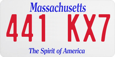 MA license plate 441KX7