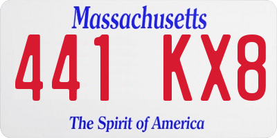 MA license plate 441KX8