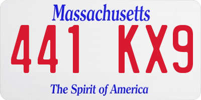 MA license plate 441KX9