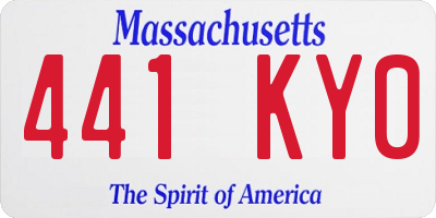 MA license plate 441KY0