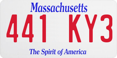 MA license plate 441KY3
