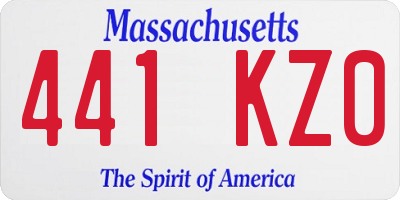 MA license plate 441KZ0