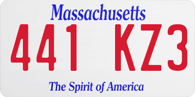 MA license plate 441KZ3