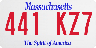 MA license plate 441KZ7