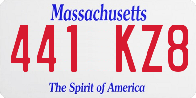 MA license plate 441KZ8