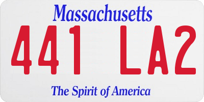 MA license plate 441LA2