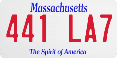 MA license plate 441LA7