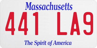MA license plate 441LA9