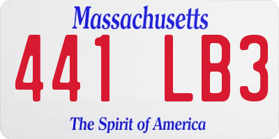 MA license plate 441LB3