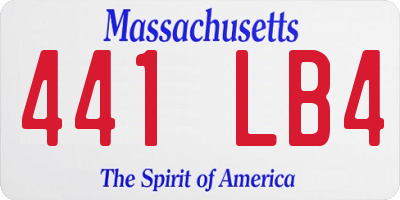 MA license plate 441LB4