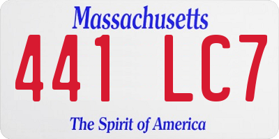 MA license plate 441LC7
