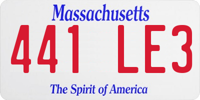 MA license plate 441LE3