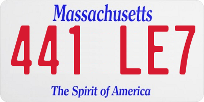MA license plate 441LE7