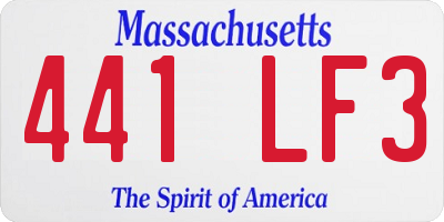 MA license plate 441LF3