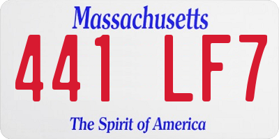 MA license plate 441LF7