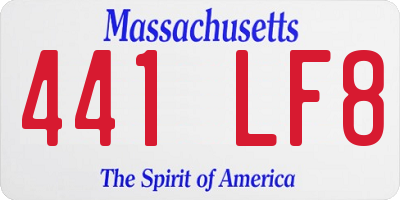 MA license plate 441LF8