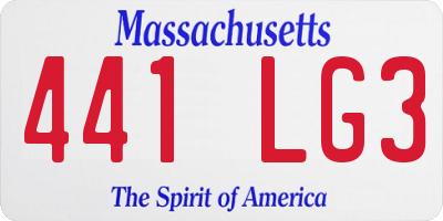 MA license plate 441LG3