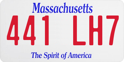 MA license plate 441LH7