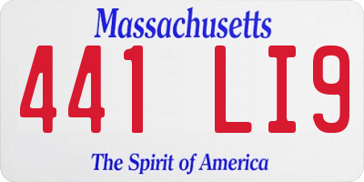 MA license plate 441LI9
