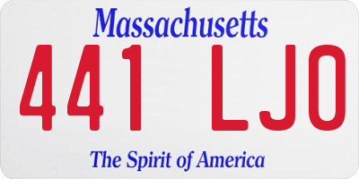 MA license plate 441LJ0