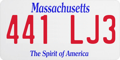 MA license plate 441LJ3