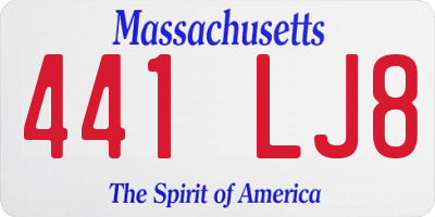 MA license plate 441LJ8