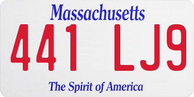 MA license plate 441LJ9