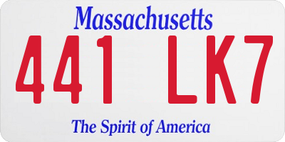 MA license plate 441LK7