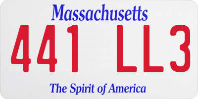 MA license plate 441LL3
