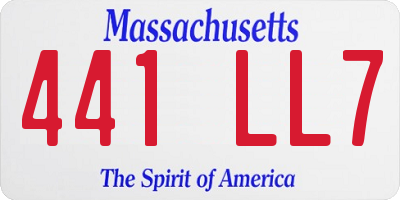 MA license plate 441LL7