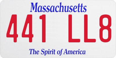 MA license plate 441LL8