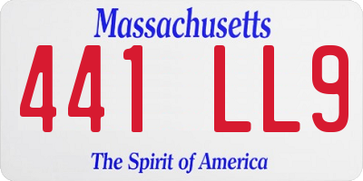 MA license plate 441LL9