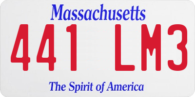 MA license plate 441LM3