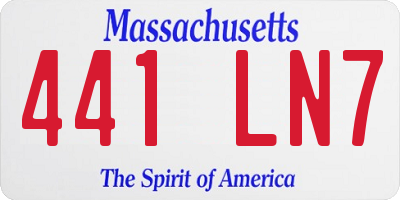 MA license plate 441LN7