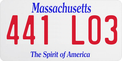 MA license plate 441LO3
