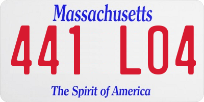 MA license plate 441LO4