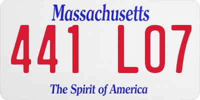 MA license plate 441LO7