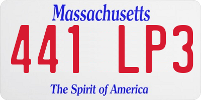 MA license plate 441LP3