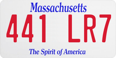 MA license plate 441LR7