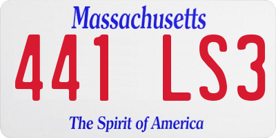 MA license plate 441LS3